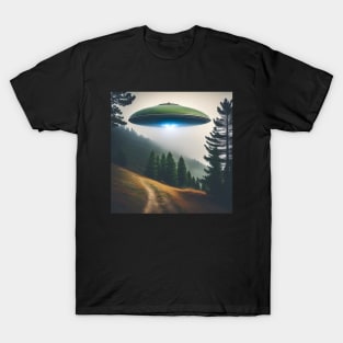 UFO over Pine Trees T-Shirt